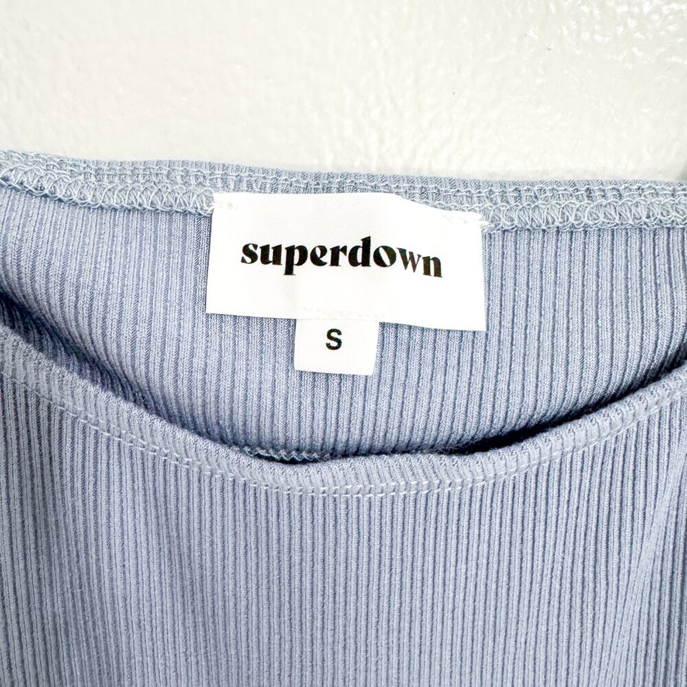 NWT‎ Superdown Taylor Open Back Dress Ribbed Knit Midi Slate Blue Women's Size S - Picture 6 of 9